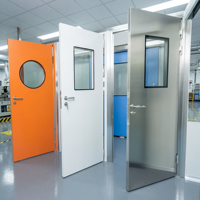 Portes de salle blanche Yonking à cadre métallique et fenêtre vitrée pour ateliers propres de l'industrie pharmaceutique et des puces, et usines de semi-conducteurs