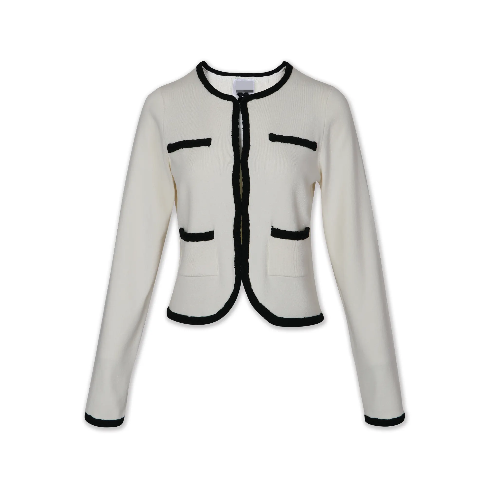 महिलाओं के लिए हाई एंड ट्रेंडी स्टाइल गोल गर्दन लंबी आस्तीन पॉकेट निट कार्डिगन स्वेटर