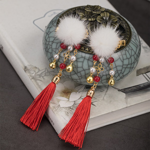 Lindas pinzas para el cabello con borlas de visón para accesorios de tocados infantiles Hanfu, estilo Han, estilo retro chino - Product Image 3