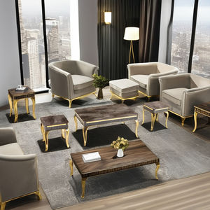 Juego de Mesa de Centro Convertible Moderno con Tapa de Mármol y Patas de Metal Dorado, Muebles para Sala de Estar, Uso Doméstico - Product Image 2