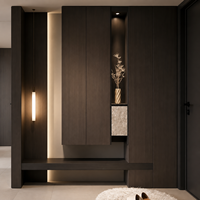 Meuble de rangement contemporain en bois sur mesure pour salon et couloir, grande capacité, pour chaussures, gain de place, modulaire, minimaliste