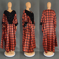 Robes musulmanes africaines pour femmes, sequins, grande taille, robe avec écharpe, boubou, robe à manches bouffantes, abaya pour femmes