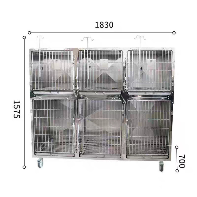 Stainless Steel Pet Hospital Cage 1830x1575x700mm With Heater For Cat Dog Boarding ICU Use