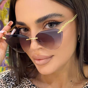 <span class=keywords><strong>2025</strong></span>年デザイナービンテージ猫目サングラスメタルフレームUV400サングラスパープルレッドブルートライアングルフレームオーバルスタイルPC - Product Image 2