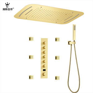 Ensemble de douche à LED encastré Dipsi Emperor, tête de douche rectangulaire en or brossé, affichage de la température moderne, système de douche pour salle de bain - Product Image 5