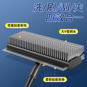 Cepillo giratorio OEM de cerdas duras para limpieza de pisos a 360 grados, para limpieza de azulejos y huecos, con mango largo de acero inoxidable. - Product Image 5
