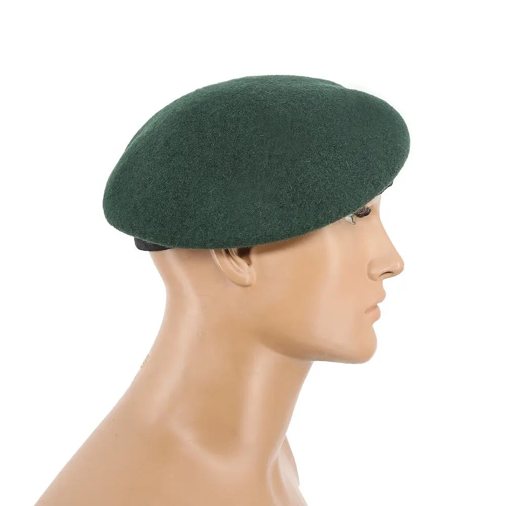 Kms Custom Groothandel Professionele Katoenen Voering Training Baret Hoed 100% Wol Olijfgroene Franse Baret Cap Voor Mannen