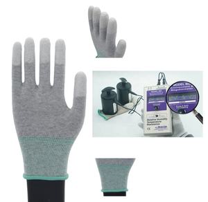Guantes Blancos de Tela Antiestática de Medio Dedo, Guantes de Microfibra Antiestáticos para Quitar el Polvo, Guantes de Protección con Rayas de Fibra de Carbono - Product Image 5