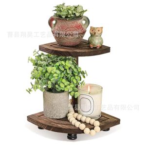 Wooden Two Tier <b>Stand</b> For Cake Coffee Display Living Room Decorative Shelf Rectangle Shape Standing Type - Product Image 4