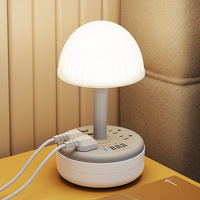 Multiprise standard américaine avec lampe de table et veilleuse, 4 prises CA, port de charge USB Type-C PD, lampe de bureau pour la maison et le bureau