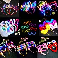 Nouveau serre-tête lumineux LED néon, bandeau cheveux étoile cœur lune scintillant, accessoires pour cheveux pour concert, carnaval, soirée