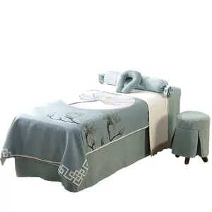 2022 fashionable Customized Professional Massage Bed Sheet Linen Polyester and Nylon Blended Salon Table Cover with Hole