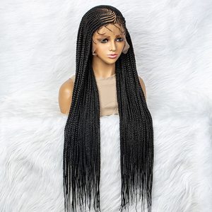 <span class=keywords><strong>Parrucche</strong></span> Sintetiche Trasparenti Intere in Pizzo Intrecciato Resistenti al Calore per Donne Nere - Product Image 3