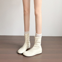 Bottines extensibles pour femmes, talon compensé caché, bout rond, fermeture éclair au dos, bottes chaussettes tendance, 2 couleurs