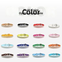 Collier et laisse pour animaux de compagnie en strass, en cuir PU, collier pour chien et chat, couleur unie, accessoires pour animaux de compagnie réglables