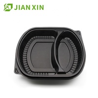 Boîte à lunch bento rectangulaire jetable à 3 compartiments, anti-fuite, écologique, en matériau de qualité alimentaire, compatible micro-ondes