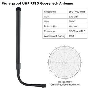 Antena UHF <span class=keywords><strong>de</strong></span> Cuello <span class=keywords><strong>de</strong></span> Cisne <span class=keywords><strong>de</strong></span> 860-930 MHz, 3 dBi, Flexible, Omnidireccional, con Conector N/TNC, Clasificación IP54, Potencia Máxima <span class=keywords><strong>de</strong></span> Entrada <span class=keywords><strong>de</strong></span> 50 W - ABOOSTY - Product Image 3