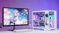 AntarcChill M-ATX Case Column-less Pure White Sea View Room Computer Case 360 Water Cooling LCD Screen Host Case