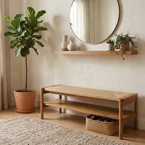 Banco de madera Aoi, hecho de madera maciza con una elegancia natural, perfecto para espacios modernos y comodidad diaria. - Product Image 5