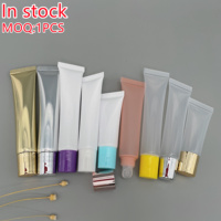 Tube à pression vide pour brillant à lèvres, transparent, noir, or, argent, LOGO personnalisé, 15ml, 10 pièces