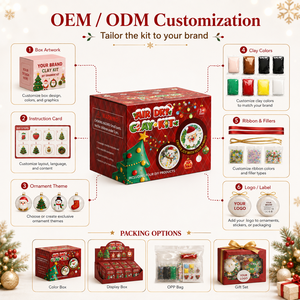 Christmas Air Dry Clay DIY Craft Kit 4 Ornaments Safe Non-Toxic Kids Art <b>Set</b> W/ Beads Glitter <b>Xmas</b> <b>Gift</b> OEM Private Label Bulk - Product Image 4