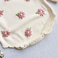 Modischer Herbst-Winter Baby Langarm-Strampler Blumenmuster Baumwolle Baby Mädchen Strick-Bodys Strampler Pullover