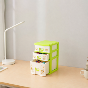 PP <b>Plastic</b> 3 Tier Standing <b>Storage</b> <b>Drawers</b> Stackable Multifunctional Eco-Friendly Organizer Cabinet Floral Pattern Space <b>Drawer</b> - Product Image 6
