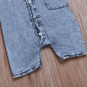 Combinaison en jean pour bébés filles, vêtements de travail, combinaison une pièce à manches courtes pour tout-petits, vêtements pour filles - Product Image 3