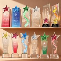 Nouveau trophée de réunion annuelle haut de gamme en forme d'étoile à cinq branches, avec ruban en cristal artificiel dégradé, pour personnel exceptionnel, ventes et trophée cheval