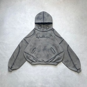 Sweat à capuche pour homme, coupe ample, style streetwear, imprimé graphique, motif uni, 100% coton, tissu tricoté d'automne, col à capuche - Product Image 1