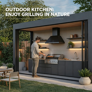 Aluminum Durable Waterproof Kitchen Cabinets Outdoor Kitchen Island BBQ <strong>Grill</strong> for >5 People Patio Kitchen <strong>Portable</strong> <strong>Grill</strong> Station - Product Image 6