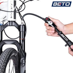 Bomba de Bicicleta BETO de Aleación de Aluminio para Neumáticos y Horquillas, 300 PSI, Válvulas Presta/Schrader, Mini Bomba Manual con Manómetro - Product Image 4