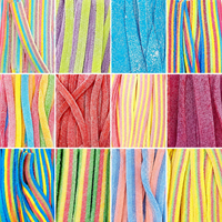 Caramelos de licorice rellenos, dulces y ácidos, en tiras, con mezcla de frutas, gomitas masticables, al por mayor, personalizados, a granel, coloridos, con certificación BRC