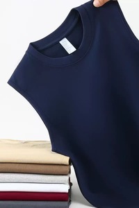 <span class=keywords><strong>Débardeur</strong></span> sans manches pour <span class=keywords><strong>homme</strong></span> 100% coton, col rond, couleur unie, respirant, pour le sport, la remise en forme et les occasions décontractées - Product Image 2