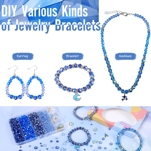 Tema personalizzato in stile blu <span class=keywords><strong>perline</strong></span> di cristallo di vetro <span class=keywords><strong>perline</strong></span> di cristallo per la creazione di gioielli fai da te braccialetti Kit - Product Image 5