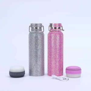 Cross-border Best-selling Diamond-encrusted Car Mug 304 Stainless Steel Insulated Leak-Proof <b>Double</b> <b>Wall</b> Vacuum Flask Lid 6-12 - Product Image 1
