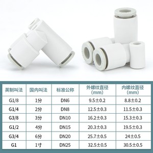 Raccord pneumatique rapide Qingze, type L, double coude en T, KQ2LU04 06 08 10 12 00, raccord de tuyau d'air en plastique - Product Image 1