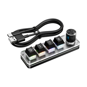 Macropad con Cable y Perilla de Precisión, Teclado Mecánico de 4 Teclas, Herramienta Programable de Una Mano para Edición de Video y <span class=keywords><strong>Photoshop</strong></span> - Product Image 1