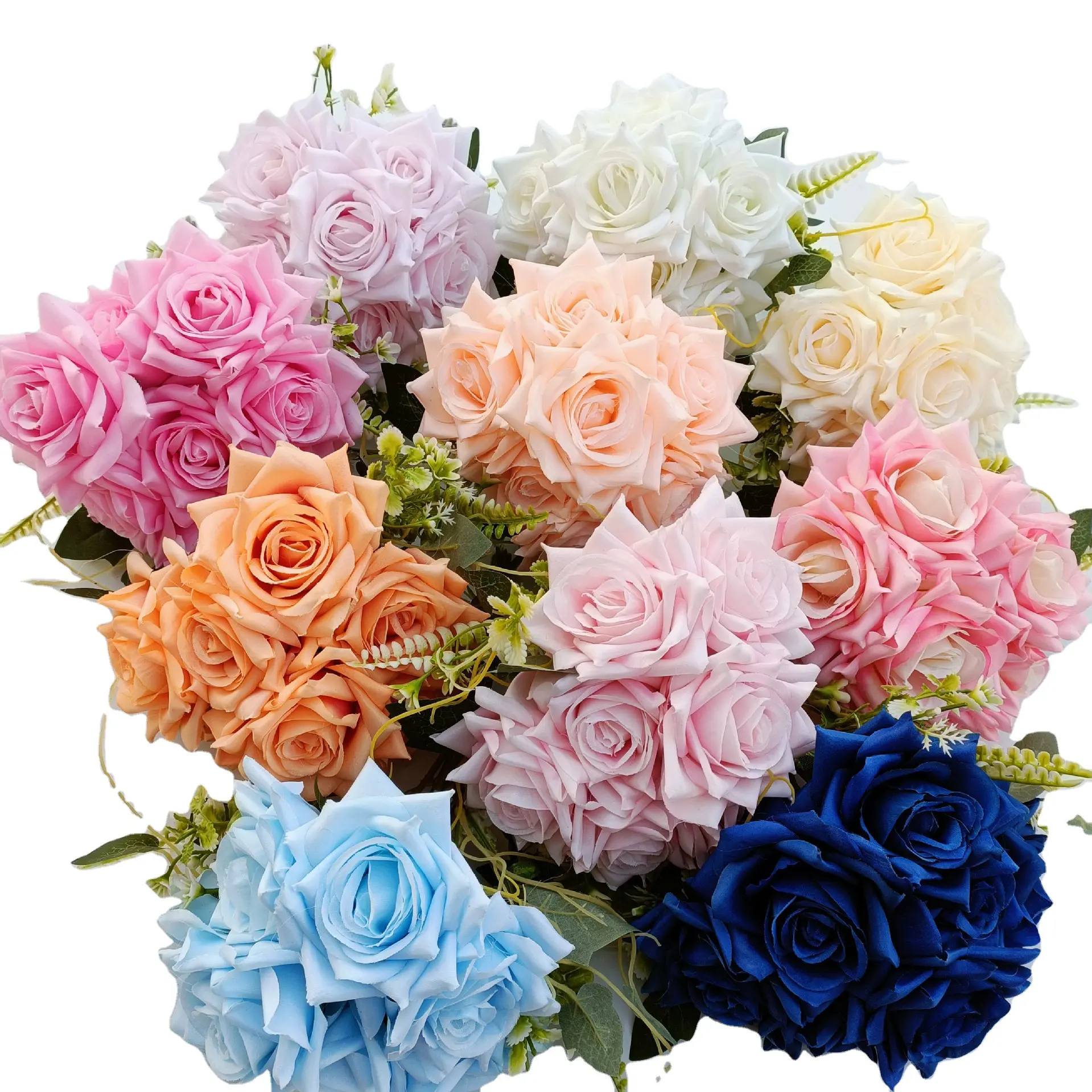 Sıcak satış yapay güller çiçek buketleri düğün çiçek çalı sevgililer günü