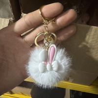 Porte-clés pendentif en peluche lapin mignon coréen populaire sur internet, avec perles, pour sac ou voiture