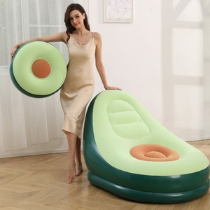 New Avocado <b>Inflatable</b> <b>Sofa</b> Portable PVC Flocking Foldable Recliner Outdoor <b>Sofa</b> Stirrups Combination Can Be Customized - Product Image 1