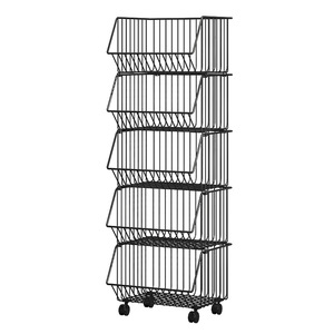Étagère de rangement en fil métallique pour pigeons à tête plate, 2 niveaux, en métal, amovible, pour fruits et légumes de cuisine - Product Image 5