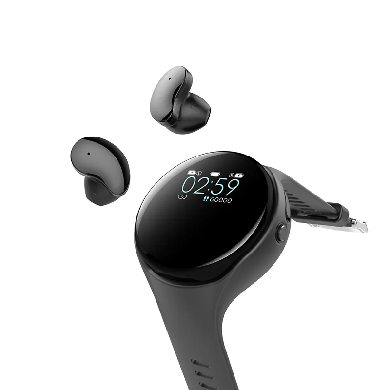 Nieuwste Mini 2 In 1 Waterdichte Oortelefoon Hoofdtelefoon Tws Echte Draadloze Smartwatch Smart Horloge Met Oordopjes