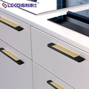 Lcedis Modern Cabinet Handle Aluminum Alloy Rectangle Minimalist Furniture Drawer Door Hardware Black Gold Finish - Product Image 2