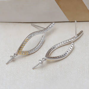 Boucles d'oreilles en argent S925, accessoire de bricolage, style simple européen et américain, crochet d'oreille pour femme, bijoux en perles 7-13, 25 mm 6 mm - Product Image 2