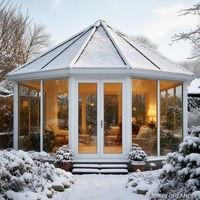 Véranda en verre scandinave MEIXIN ORLANDO Polygon, verre Low-E, alimentée à l'énergie solaire, pour villa résidentielle, bord de piscine, toit d'hôtel, parc