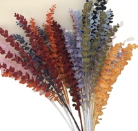 Nouveau Style pièce maîtresse de mariage couleurs populaires branches d'eucalyptus en plastique artificiel 5 fourchettes branche de feuille d'argent artificielle