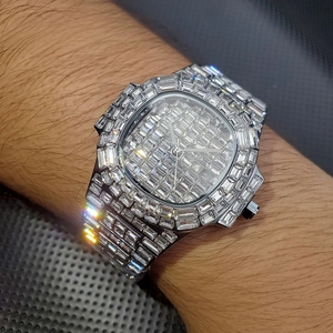 <span class=keywords><strong>Orologio</strong></span> da <span class=keywords><strong>Uomo</strong></span> Hip Hop dal Design Unico, con Diamanti Baguette, Luccicante, di Alta Qualità, <span class=keywords><strong>in</strong></span> <span class=keywords><strong>Oro</strong></span>, al Quarzo - Product Image 2