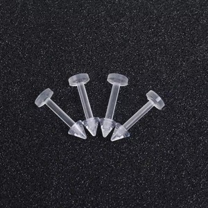 Amelia hipoalergénico acrílico ceja/nariz/<span class=keywords><strong>labio</strong></span>/lengua/vientre <span class=keywords><strong>Piercing</strong></span> hombres mujeres Stud transparente redondo cuenta tabique joyería - Product Image 3