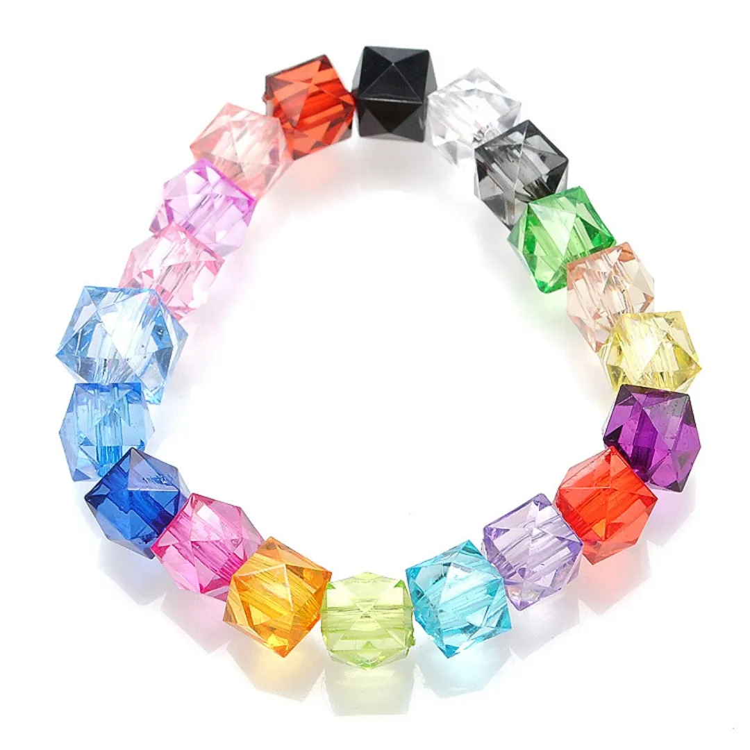 Perles en plastique à facettes acryliques Offre Spéciale 10mm perles de sucre de forme carrée transparente pour la fabrication de bijoux